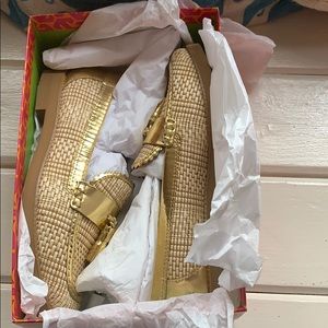 Natural Pale Gold Tory Burch careen Loafer